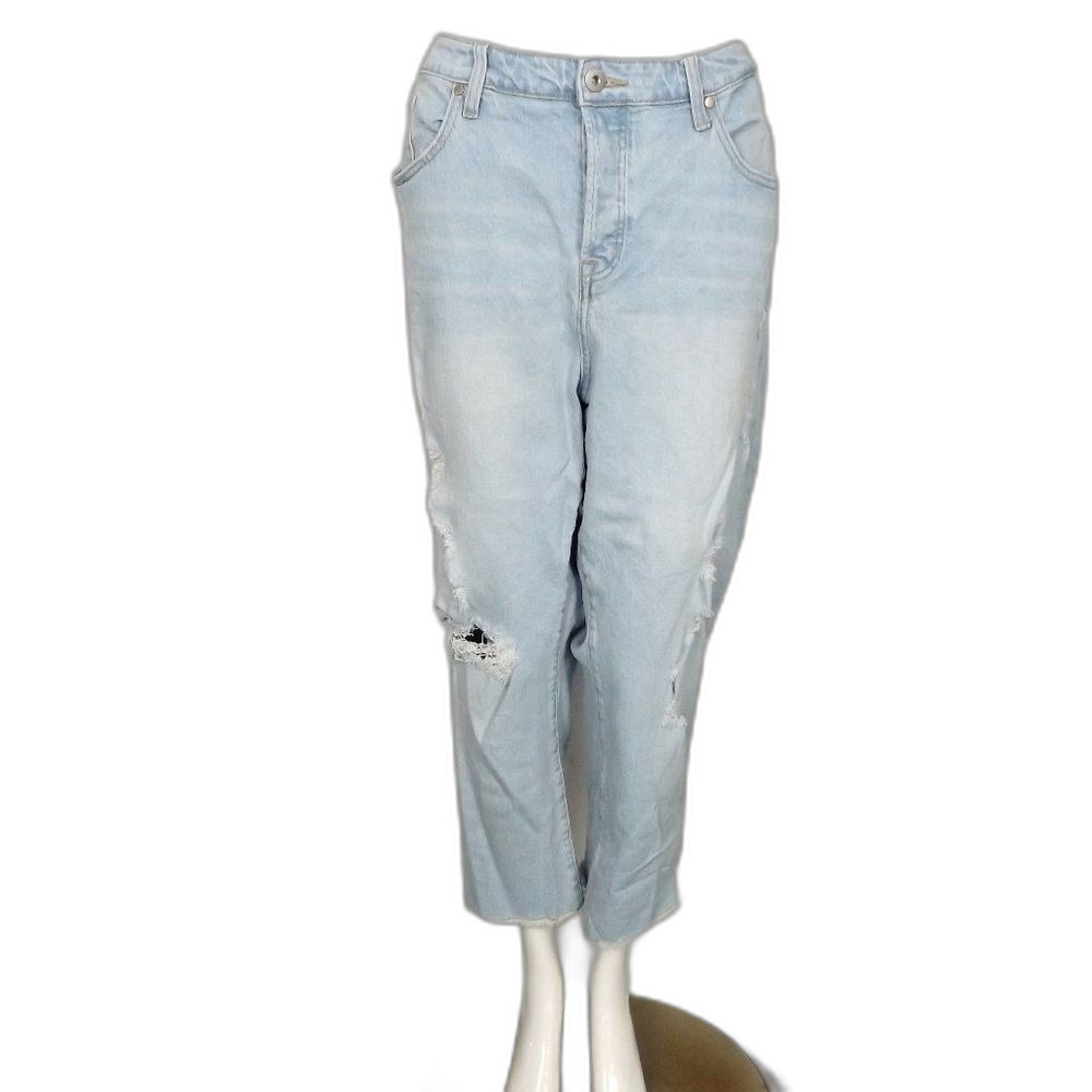 TORRID Jeans, 20S, Light Blue, Distressed, Fringe cuffs, Button fly, Pockets